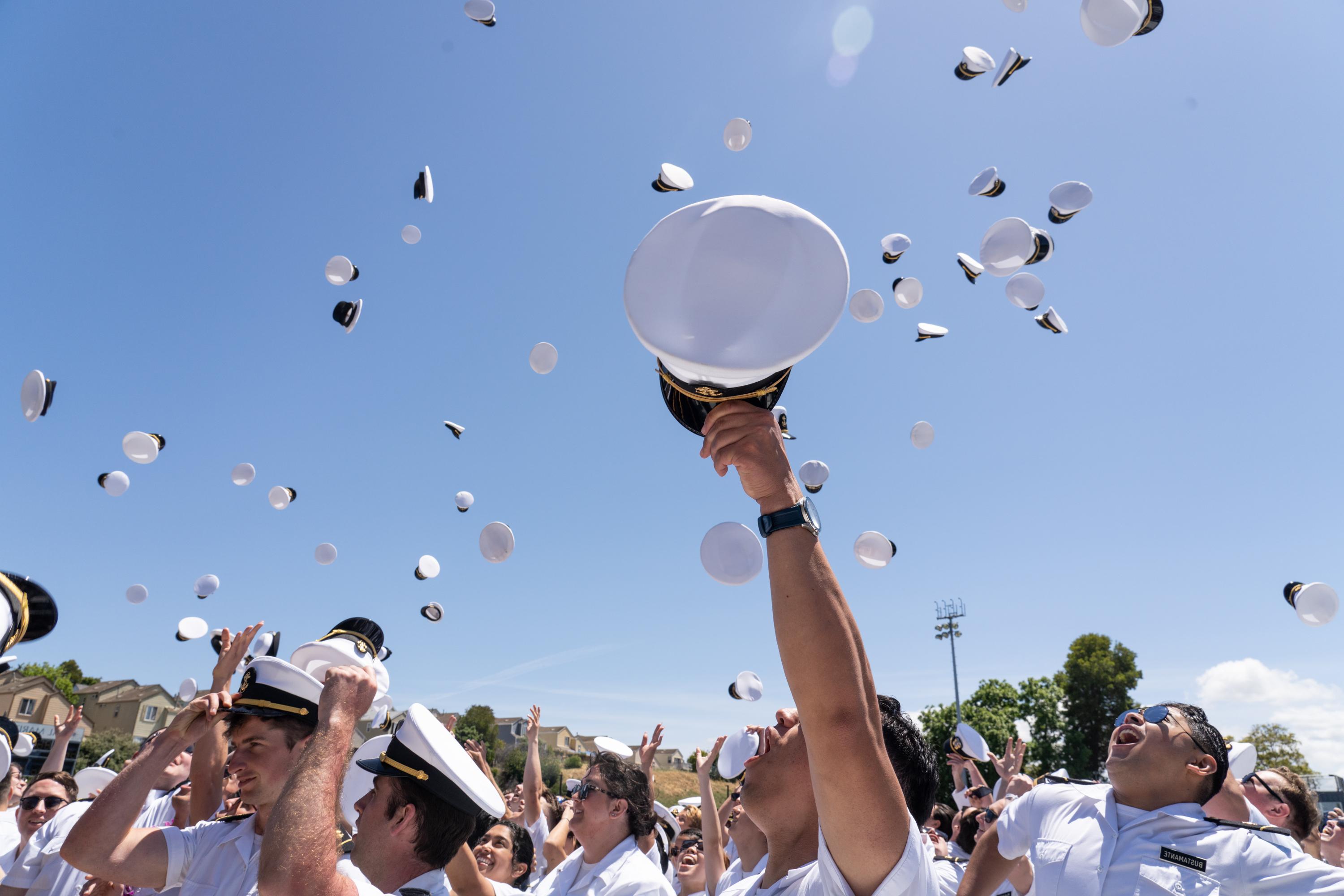 Cadets toss their caps at commencement